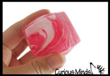 Swirl 1.5" Marbled Sugar Ice Cube Ball - Thick Glue/Gel Syrup Molasses Stretch Ball - Ultra Squishy and Moldable Slow Rise Relaxing Sensory Fidget Stress Toy Square Ice