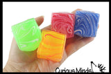 Swirl 1.5" Marbled Sugar Ice Cube Ball - Thick Glue/Gel Syrup Molasses Stretch Ball - Ultra Squishy and Moldable Slow Rise Relaxing Sensory Fidget Stress Toy Square Ice