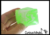 Swirl 1.5" Marbled Sugar Ice Cube Ball - Thick Glue/Gel Syrup Molasses Stretch Ball - Ultra Squishy and Moldable Slow Rise Relaxing Sensory Fidget Stress Toy Square Ice