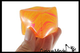 Swirl 1.5" Marbled Sugar Ice Cube Ball - Thick Glue/Gel Syrup Molasses Stretch Ball - Ultra Squishy and Moldable Slow Rise Relaxing Sensory Fidget Stress Toy Square Ice