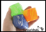 Swirl 1.5" Marbled Sugar Ice Cube Ball - Thick Glue/Gel Syrup Molasses Stretch Ball - Ultra Squishy and Moldable Slow Rise Relaxing Sensory Fidget Stress Toy Square Ice