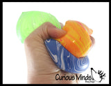 Swirl 1.5" Marbled Sugar Ice Cube Ball - Thick Glue/Gel Syrup Molasses Stretch Ball - Ultra Squishy and Moldable Slow Rise Relaxing Sensory Fidget Stress Toy Square Ice
