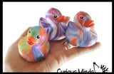 Regular 2" Tie Dye Print Rubber Ducks - Rubber Duckies - Cute Novelty Prize Reward Giveaway