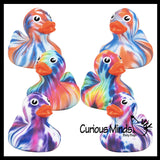 Regular 2" Tie Dye Print Rubber Ducks - Rubber Duckies - Cute Novelty Prize Reward Giveaway