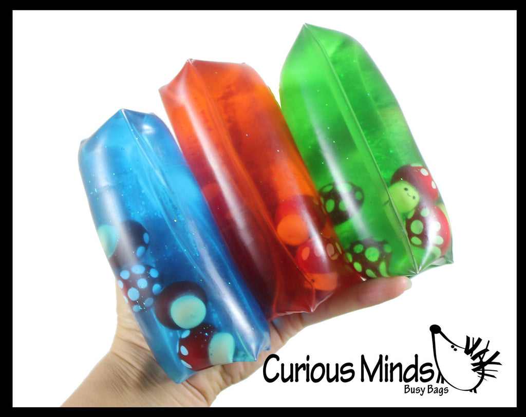 Jumbo Mushroom Water Filled Tube Snake Stress Toy - Squishy Slippery Wiggler Sensory Fidget Ball
