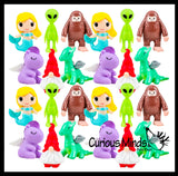 NEW - Cute Mystical Creatures Mini Figurines - Collectible Prizes and Rewards - Mermaid, Dragon, Unicorn, Alien, Bigfoot, Gnome