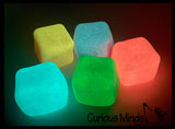 NeeDoh Glow Nice Cube Ice Sugar Ball - Glows in the Dark - Thick Glue/Gel Stretch Ball - Ultra Squishy and Moldable Slow Rise Relaxing Sensory Fidget Stress Toy Nee doh