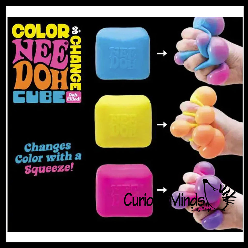 IN STOCK - NeeDoh CUBE Color Changing Soft Doh Filled Stretch Ball - Ultra Squishy and Moldable Relaxing Sensory Fidget Stress Toy Nee Doh