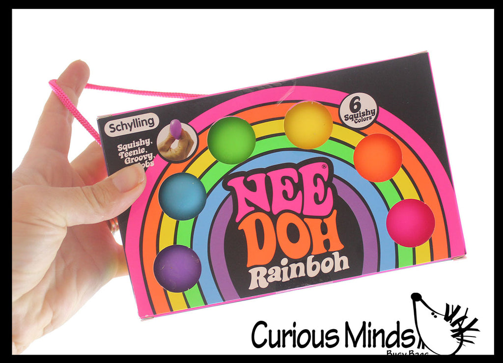 NeeDoh Rainbow Teenie Tiny Nee-Doh 3 Pack Soft Doh Filled Stretch Ball - Ultra Squishy and Moldable Relaxing Sensory Fidget Stress Toy