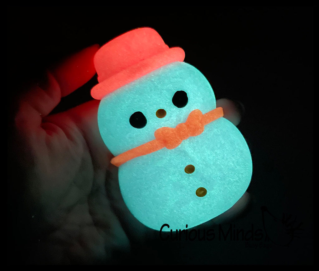 LAST CHANCE - LIMITED STOCK - Nee-Doh Glowman - Glow in Dark Snow Man Soft Doh Filled Crunchy Stretch Ball - Sounds Like Walking in Snow -  Relaxing Sensory Fidget Stress Toy Snowball Needoh