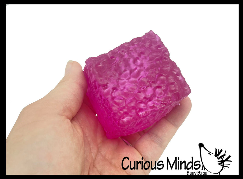 Orb Sugar Sugar Textured Ice Cube Ball - Thick Glue/Gel Stretch Ball - Ultra Squishy and Moldable Slow Rise Relaxing Sensory Fidget Stress Toy