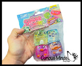 Orb Sugar Swaps Mini Animal Palls 4 Cube Ball Pack - Thick Glue/Gel Stretch Ball - Ultra Squishy and Moldable Slow Rise Relaxing Sensory Fidget Stress Toy