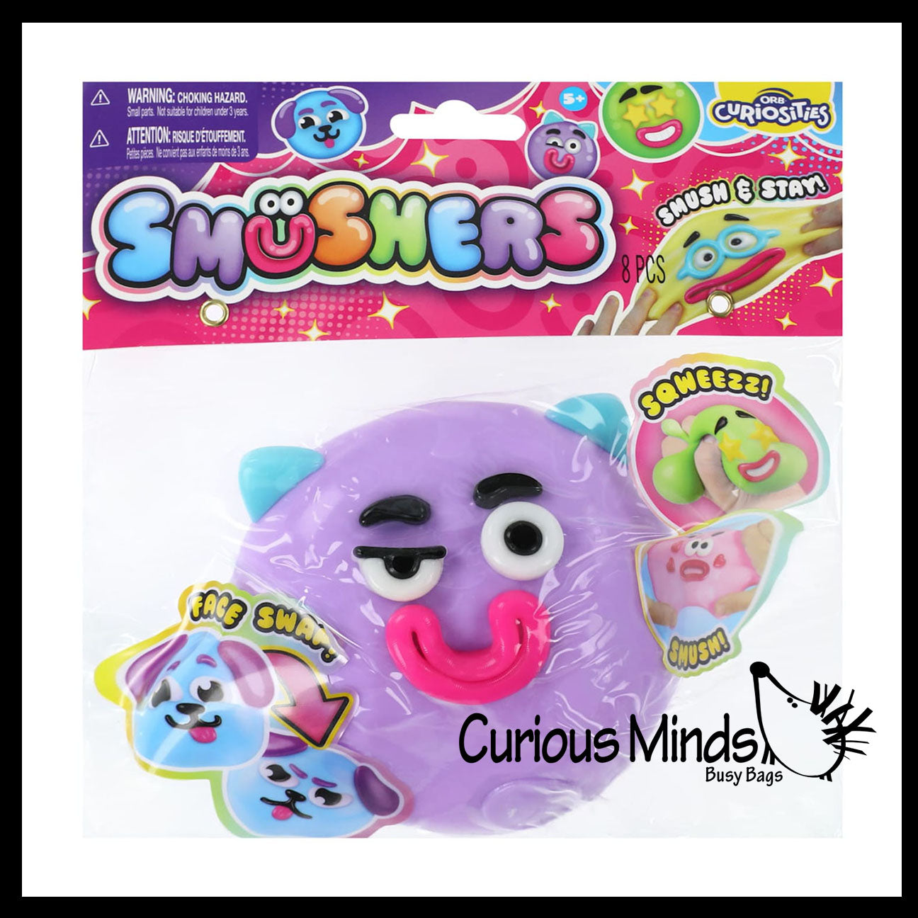 Fake Smushers Example ORB Curiosities™ Smushers Toy - Faces with Removable and Replaceable F ...