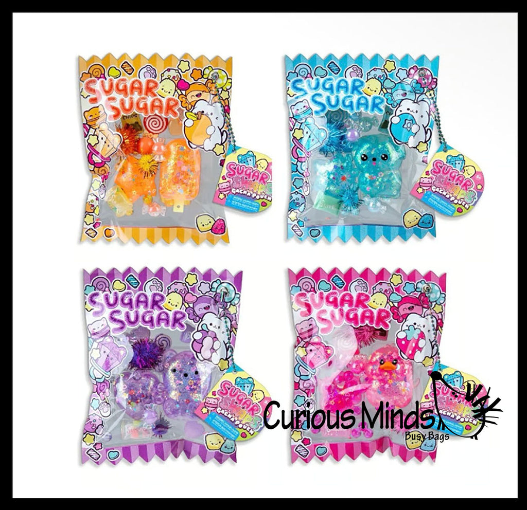 Orb Sugar Swaps Gacha Pouch with Charms - Thick Glue/Gel Stretch Ball - Ultra Squishy and Moldable Slow Rise Relaxing Sensory Fidget Stress Toy