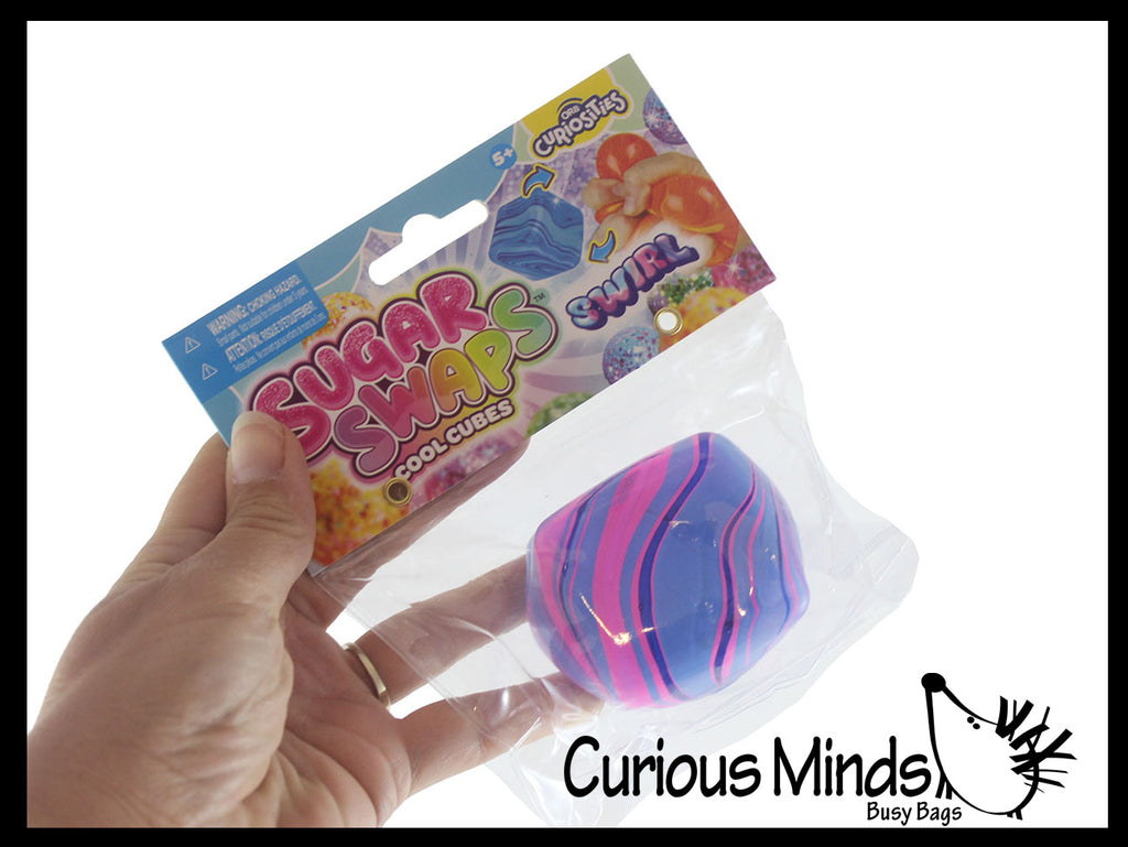 Orb Sugar Swaps Marbled Swirl Sugar Cube Ball - Thick Glue/Gel Stretch Ball - Ultra Squishy and Moldable Slow Rise Relaxing Sensory Fidget Stress Toy