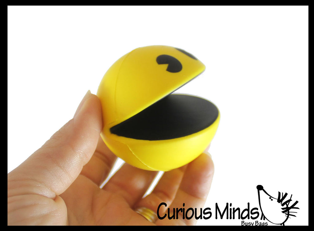 Pac Man Stress Ball - Squeeze to Open and Close Mouth - Munching Fidget PacMan