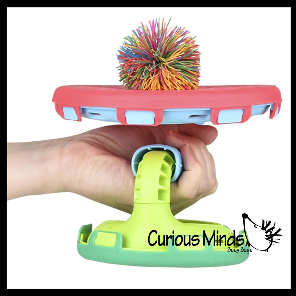 Paddle Ball Trick Game - 2 in 1 Skill Toy - Bouncy Rubber String Ball Off Paddles - Fun Indoor Outdoor Toy