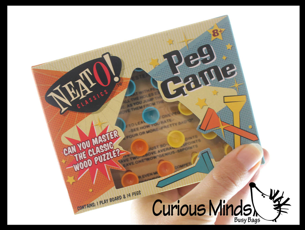 Solitaire Peg Game - Retro Wooden Classic Game - Peg Puzzle Brain Teaser