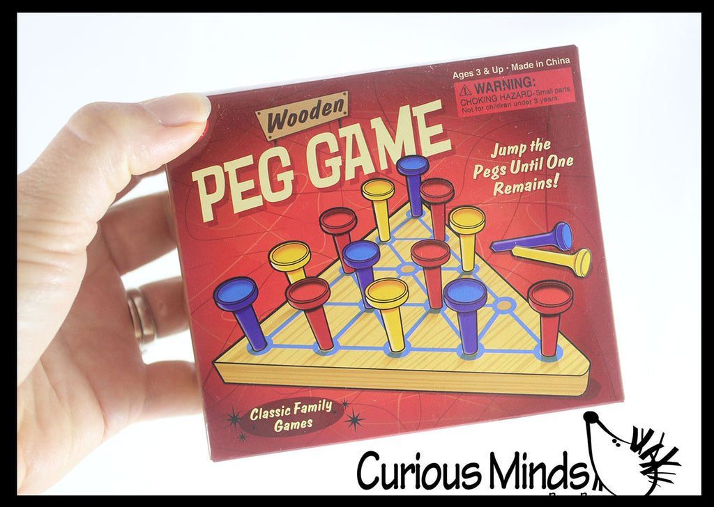 Solitaire Peg Game - Retro Wooden Classic Game - Peg Puzzle Brain Teaser