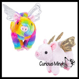 Cute Pig with Fairy Wings and Unicorn Horn Plush Stuffed Animals - Adorable Piggy Soft and Cuddly Mini Animal Plushie Plushy