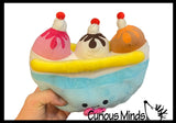 Banana Split Ice Cream Sundae Plush Animal Stuffy Stuffie Soothie Cute Adorable Soft and Cuddly