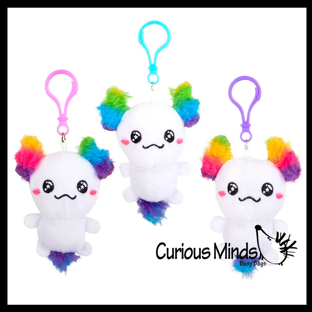 Axolotl Plush White Stuffed Animals with Clip - Adorable Walking Fish Toy - Plush - Soft Squishy Animal Plushie Stuffie - Backpack Clip
