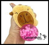 Plush Capybara Bead Filled Squeeze Stress Balls - Sensory, Stress, Fidget Toy Bubble Blow