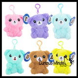 Bear Plush Stuffed Animals with Clip - Adorable Fuzzy Animal Toy - Plush - Soft Squishy Animal Plushie Stuffie - Backpack Clip