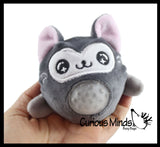 NEW - Plush Cat Animal Water Bead Filled Squeeze Stress Balls - Sensory, Stress, Fidget Toy Bubble Blow Kitty