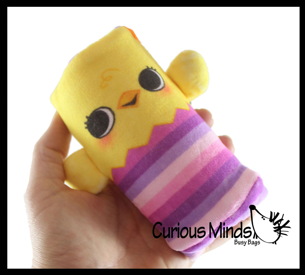 Jumbo Reversible Plush Chick Animal Water Filled Tube Snake Stress Toy - Squishy Slippery Wiggler Sensory Fidget Ball Easter Toy