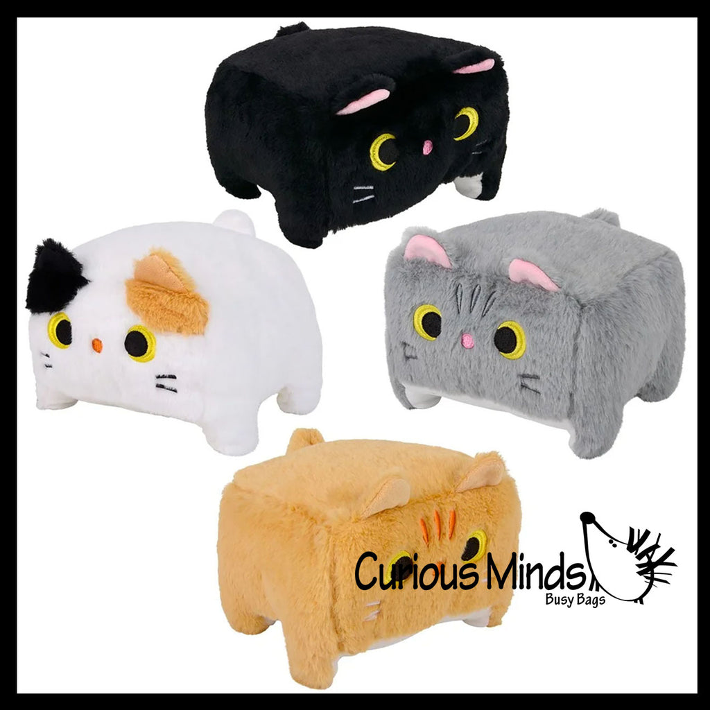 Cute Cat 6" Cube Cat Chunky Plush Stuffed Animals - Adorable Soft and Cuddly Mini Animal Plushie Plushy