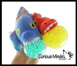 Plush Dinosaur Dino Animal Water Bead Filled Squeeze Stress Balls - Sensory, Stress, Fidget Toy PBJ Bubble Blow