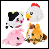 Plush Farm Animal Cow, Pig, Horse, Chicken - Water Bead Filled Squeeze Stress Balls - Sensory, Stress, Fidget Toy PBJ Bubble Blow