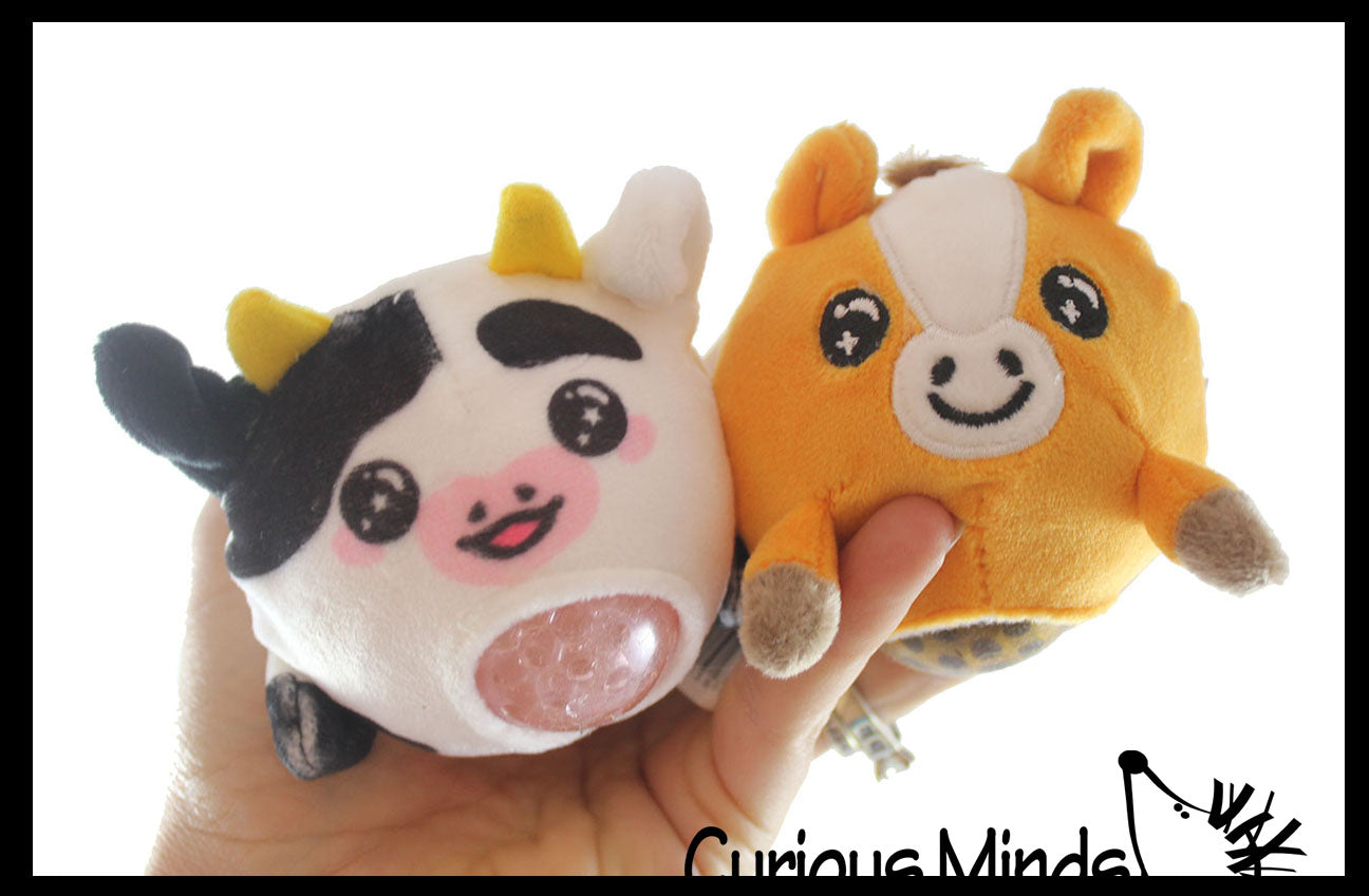 Plush Farm Animal Cow Pig Horse Chicken Water Bead Filled