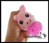 Plush Farm Animal Cow, Pig, Horse, Chicken - Water Bead Filled Squeeze Stress Balls - Sensory, Stress, Fidget Toy PBJ Bubble Blow