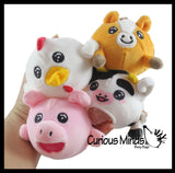 Plush Farm Animal Cow, Pig, Horse, Chicken - Water Bead Filled Squeeze Stress Balls - Sensory, Stress, Fidget Toy PBJ Bubble Blow