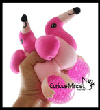 LAST CHANCE - LIMITED STOCK  - SALE - Plush Flamingo Animal Water Bead Filled Squeeze Stress Balls - Sensory, Stress, Fidget Toy Bubble Blow