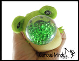 Plush Frog Animal Water Bead Filled Squeeze Stress Balls - Sensory, Stress, Fidget Toy PBJ Bubble Blow