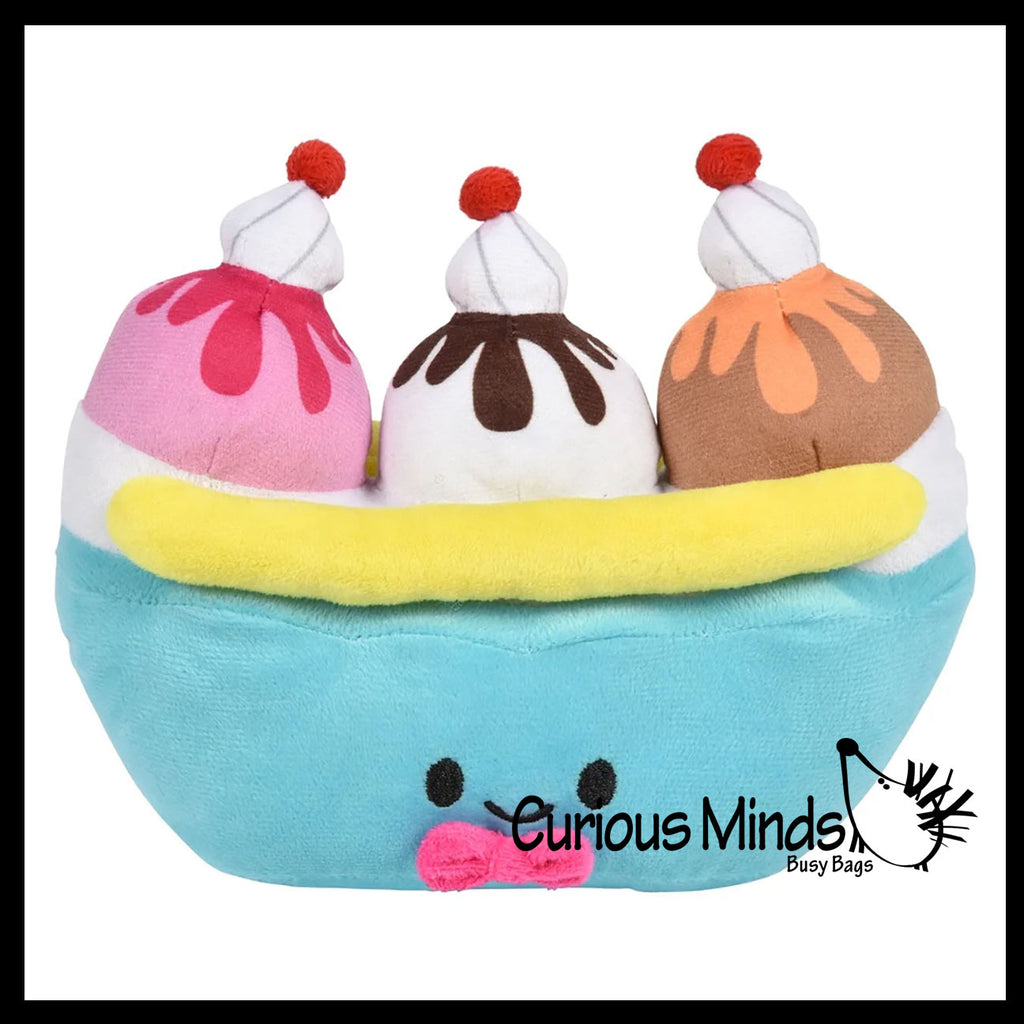 Banana Split Ice Cream Sundae Plush Animal Stuffy Stuffie Soothie Cute Adorable Soft and Cuddly
