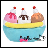 Banana Split Ice Cream Sundae Plush Animal Stuffy Stuffie Soothie Cute Adorable Soft and Cuddly