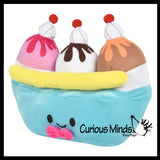 Banana Split Ice Cream Sundae Plush Animal Stuffy Stuffie Soothie Cute Adorable Soft and Cuddly