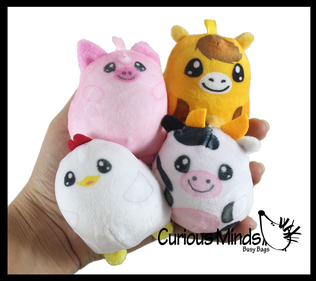 Plush Farm Animal Sugar Ball - Thick Glue/Gel Stretch Ball - Molasses Syrup Ultra Squishy and Moldable Slow Rise Relaxing Sensory Fidget Stress Toy