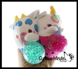 Plush Animals Drinking Bubble Tea Drink Water Bead Filled Squeeze Stress Balls - Sensory, Stress, Fidget Toy Bubble Blow