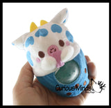 Plush Animals Drinking Bubble Tea Drink Water Bead Filled Squeeze Stress Balls - Sensory, Stress, Fidget Toy Bubble Blow