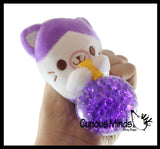 Plush Animals Drinking Bubble Tea Drink Water Bead Filled Squeeze Stress Balls - Sensory, Stress, Fidget Toy Bubble Blow