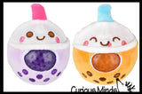 Plush Bubble Tea Drink Water Bead Filled Squeeze Stress Balls - Sensory, Stress, Fidget Toy Bubble Blow