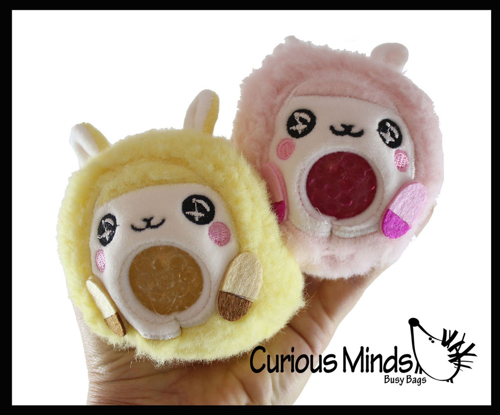 Plush Alpaca Farm Animal Water Bead Filled Squeeze Stress Balls - Sensory, Stress, Fidget Toy Bubble Blow Llama Lamb Sheep