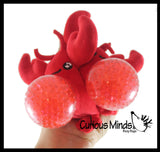 NEW - Lobster Plush Ocean Sea Animal Water Bead Filled Squeeze Stress Balls - Crustacean- Sensory, Stress, Fidget Toy Bubble Blow