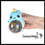 Plush Narwhal Animal Water Bead Filled Squeeze Stress Balls - Sensory, Stress, Fidget Toy PBJ Bubble Blow