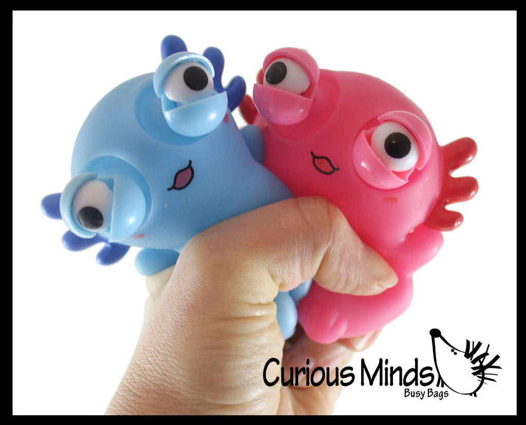 NEW - Eye Popping Axolotl - Cute Squeeze Toy - Fun Funny Gag Fidget - Unique OT Hand Strength, Fine Motor